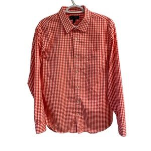 Banana Republic‎ Men's Orange Checkered Non Iron Tailored Slim Shirt 16-16 1/2